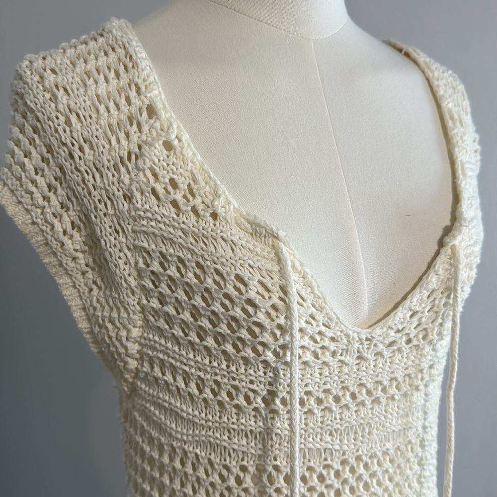 L.O.G.G Label of Graded Goods H&M Ivory‎ Crochet Dress Beach Coverup Sz M Y2K - Picture 2 of 7